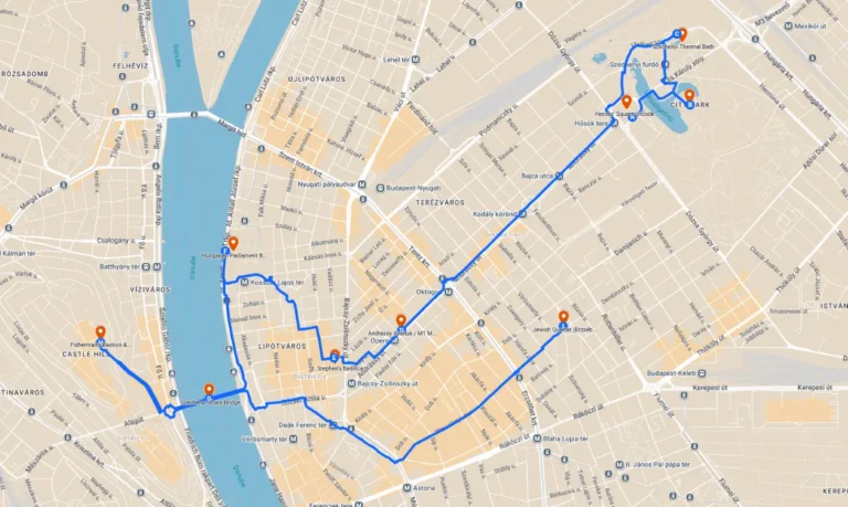 AnyWayTale - Budapest in one day itinerary map
