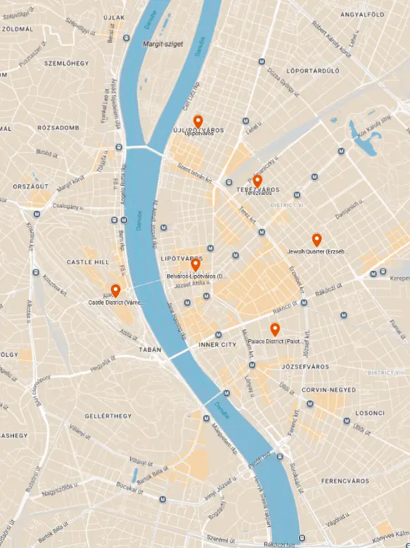 AnyWayTale - Budapest neighborhoods map for where to stay